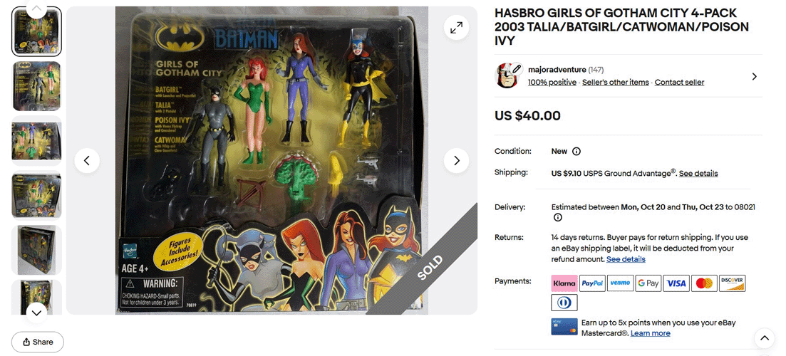 eBay SOLD Hasbro Girls Of Gotham City 4 Pack